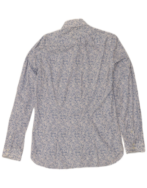 Ted Baker Herrenhemd, Größe 15, mittelblaue Baumwolle mit Blumenmuster