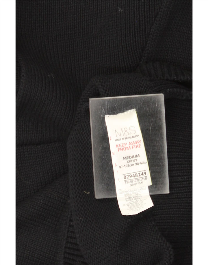 Marks & Spencer Herren-Pullover mit Schalkragen, mittelschwarze Baumwolle