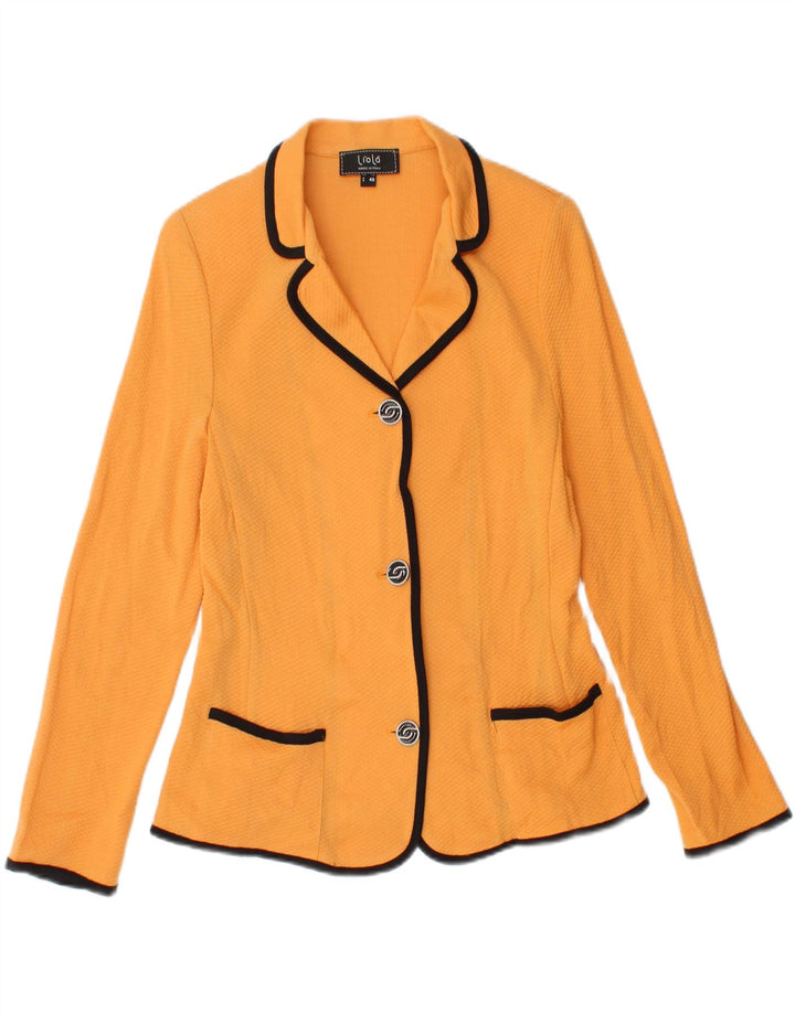 LIOLA Womens 3 Button Blazer Jacket UK 16 Large  Orange Cotton Vintage Liola and Second-Hand Liola from Messina Hembry 