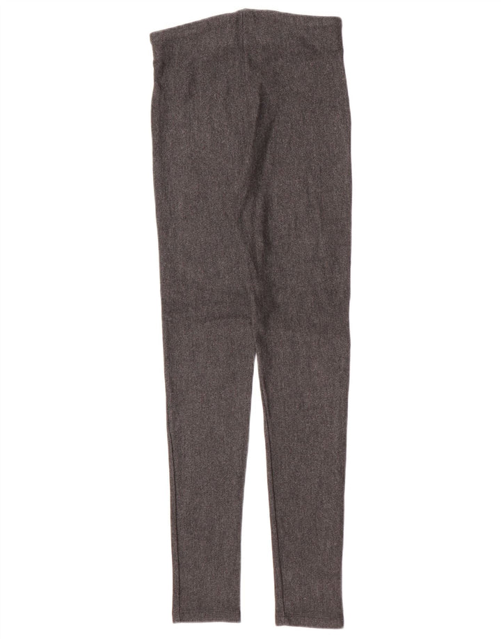 Zara Damen Leggings UK 8 Small Graue Fischgräten-Viskose