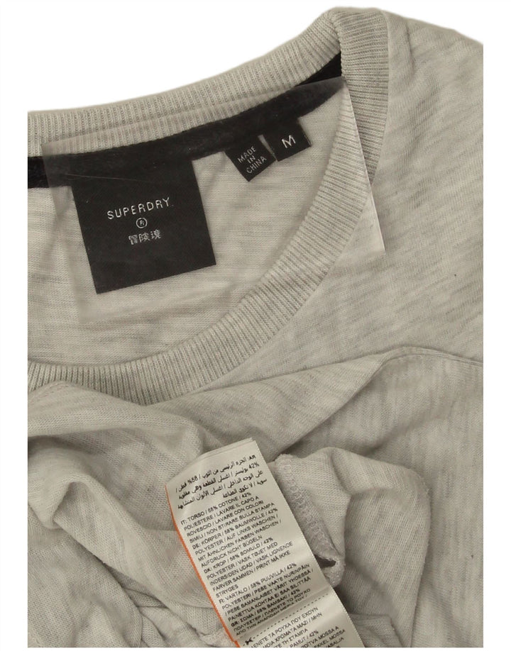 SUPERDRY Herren Grafik-T-Shirt-Oberteil aus mittelgrau gesprenkelter Baumwolle