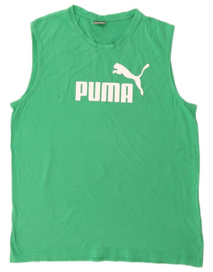 Puma Herren Grafik-Weste-Top, groß, grüne Baumwolle