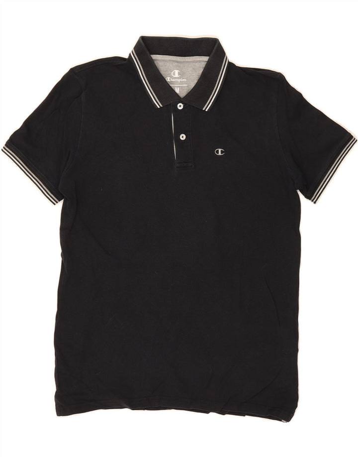CHAMPION Mens Polo Shirt Medium Black Cotton Vintage Champion and Second-Hand Champion from Messina Hembry 