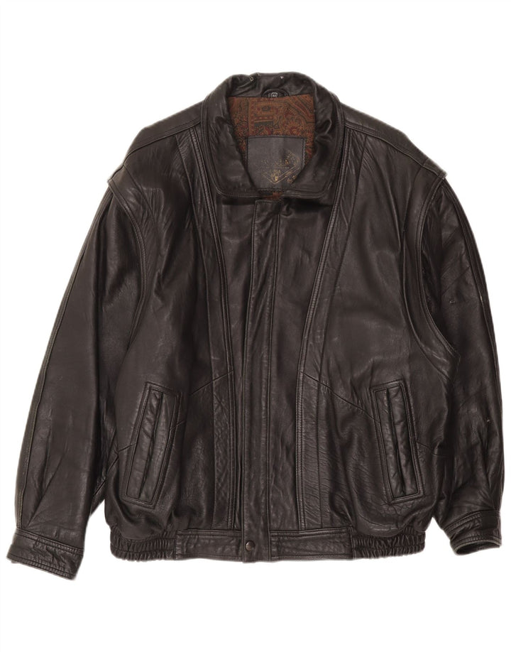 Vintage Herren Lederjacke UK 44 2XL Schwarzes Leder