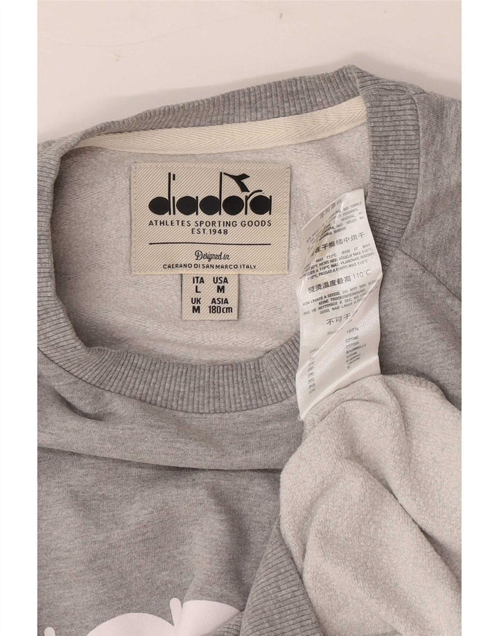 Diadora Herren-Sweatshirt mit Grafik, mittelgraue Baumwolle