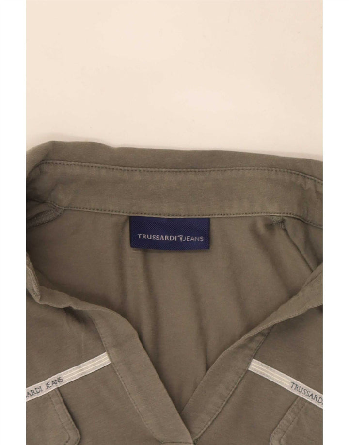 Trussardi Damen Poloshirt UK 14 Large Grau