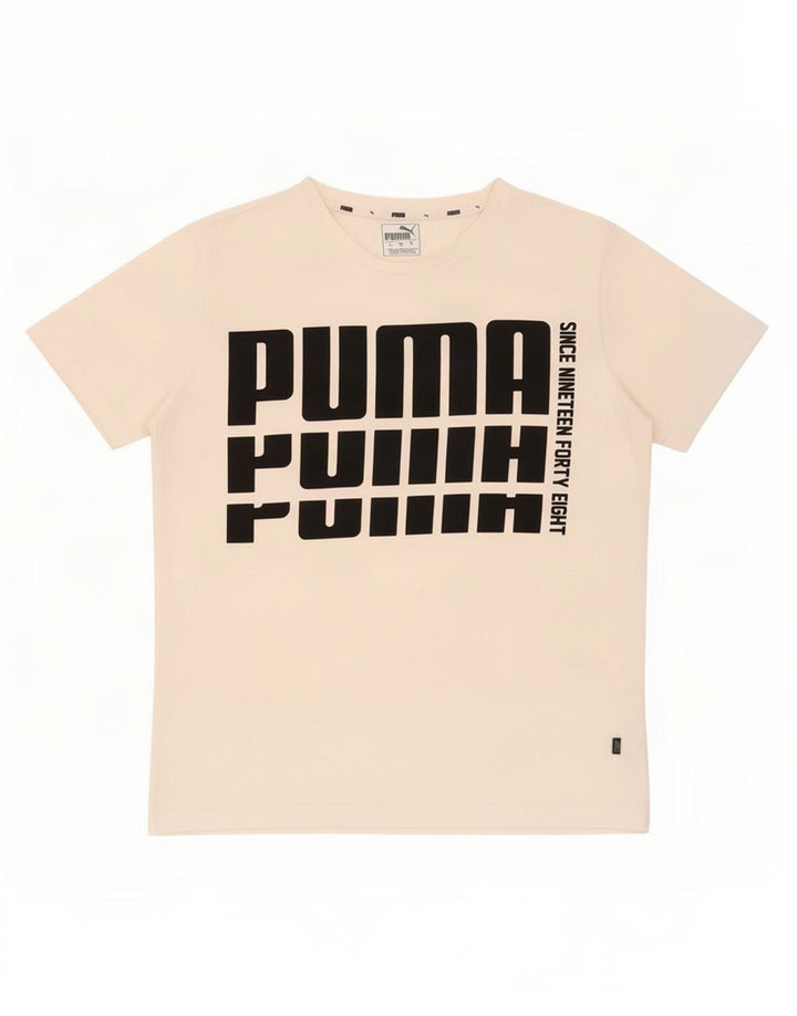 Puma Herren Grafik-T-Shirt-Oberteil aus mittelweißer Baumwolle