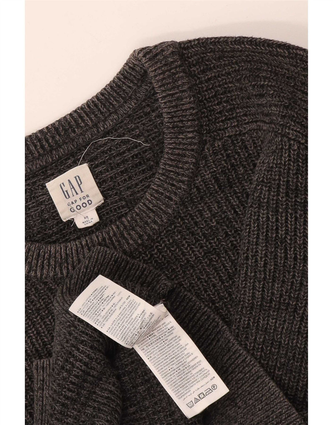 Gap Herren-Pullover mit Rundhalsausschnitt, XS, graue Baumwolle