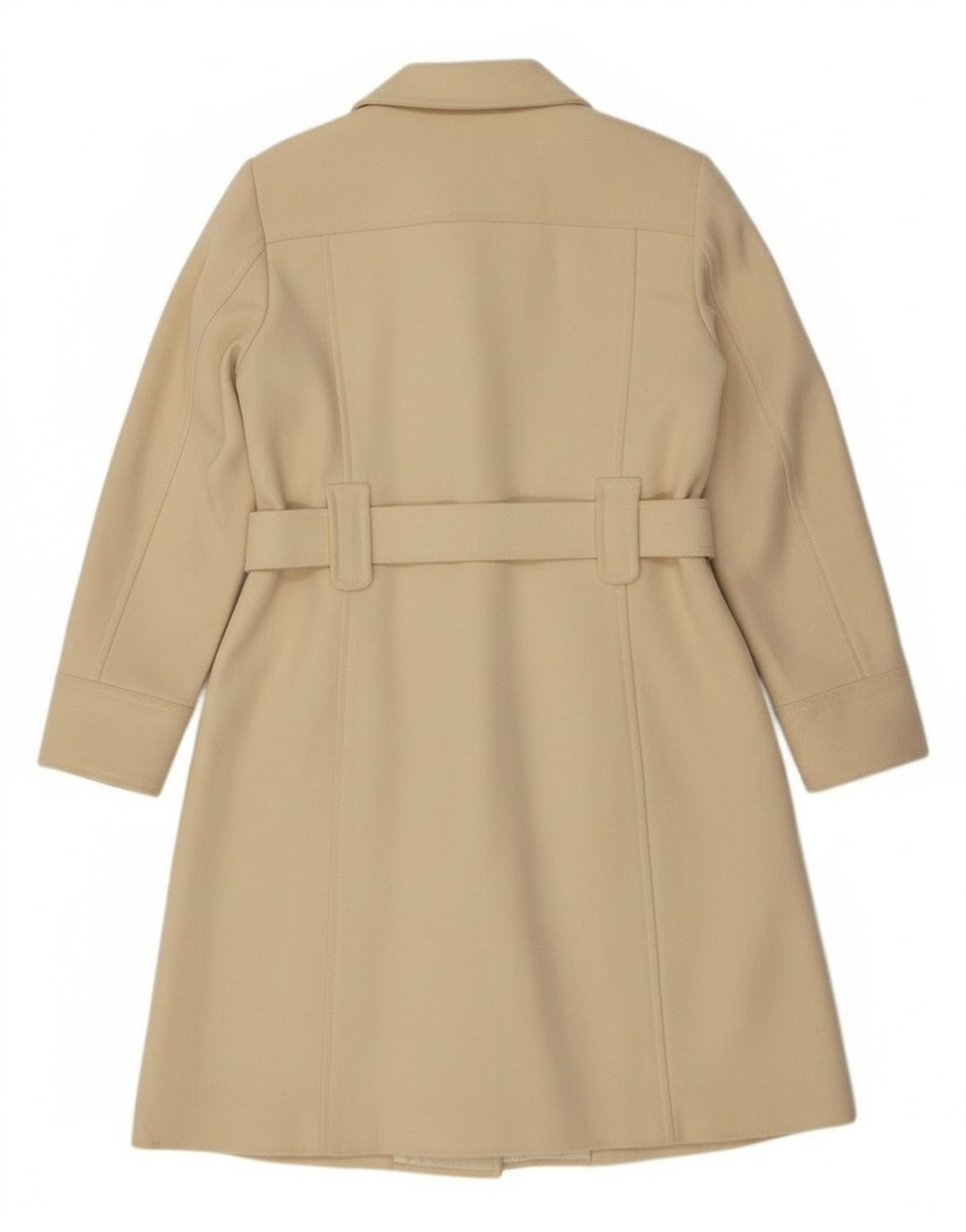 Benetton Damen Zweireihiger Mantel IT 44 Mittelweiße Wolle