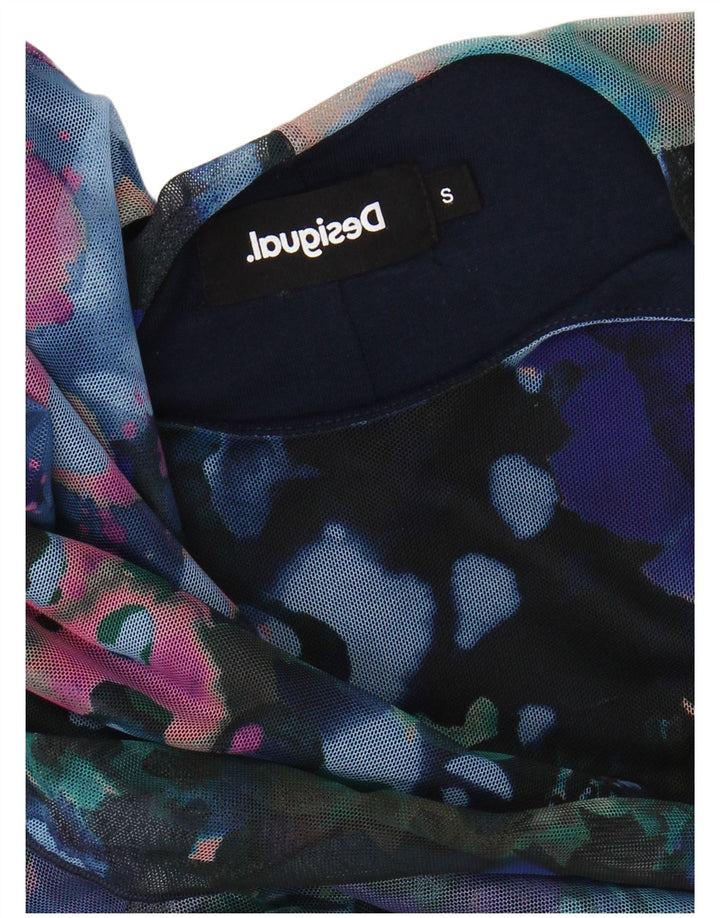 DESIGUAL Damen-Kleid mit abstraktem Muster, langärmelig, A-Linie, Gr. 10, klein, Blau