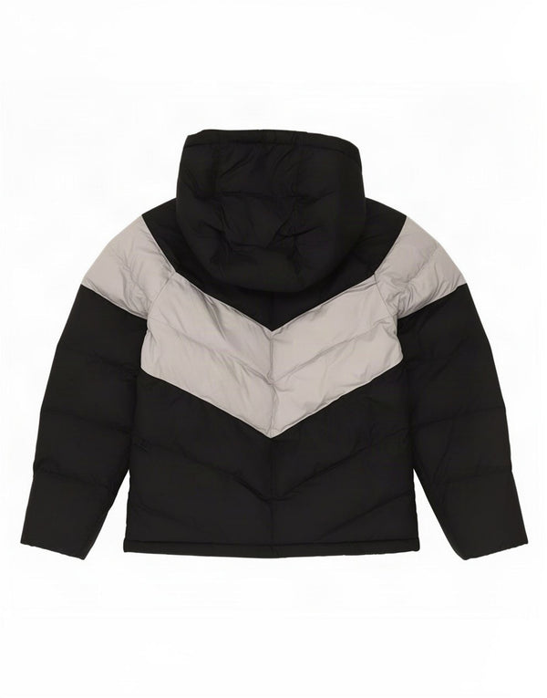 Nike Jungen-Jacke mit Kapuze, gepolstert, 12–13 Jahre, Größe L, Schwarz, Farbblock