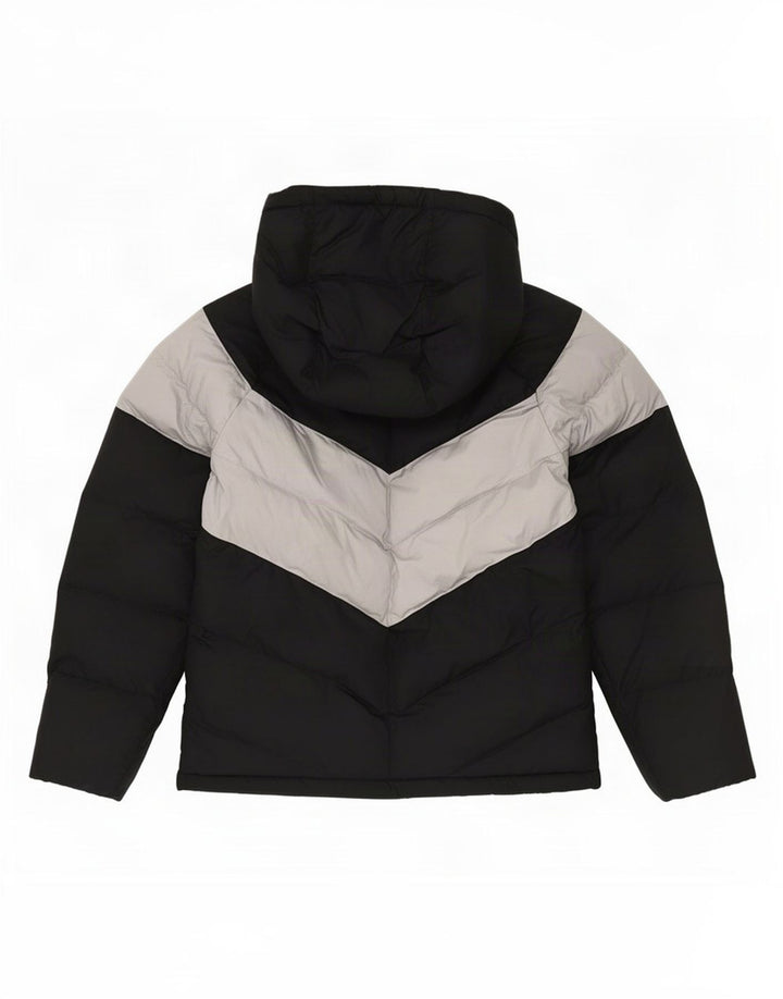 Nike Jungen-Jacke mit Kapuze, gepolstert, 12–13 Jahre, Größe L, Schwarz, Farbblock