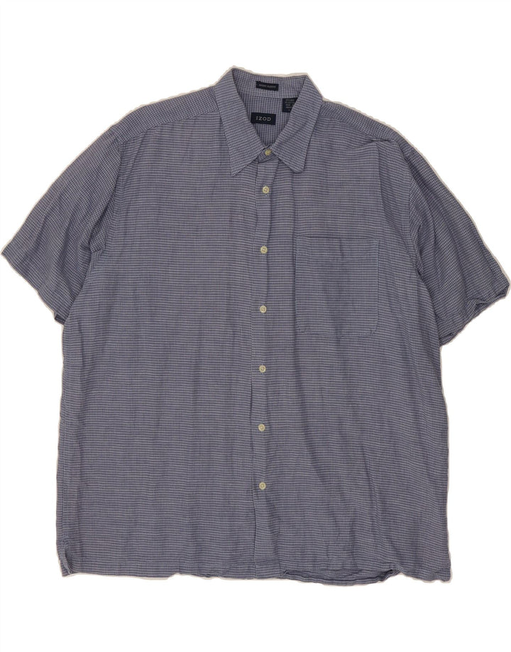 IZOD Mens Short Sleeve Shirt Large Blue Check Linen Vintage Izod and Second-Hand Izod from Messina Hembry 