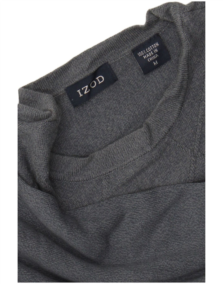 IZOD Herren-Pullover mit Rundhalsausschnitt, mittelgraue Argyle-/Diamant-Baumwolle