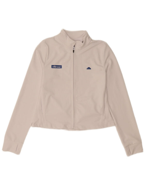 Ellesse Damen-Trainingsanzugoberteil, Jacke, UK 10, Größe S, Weiß, Polyester