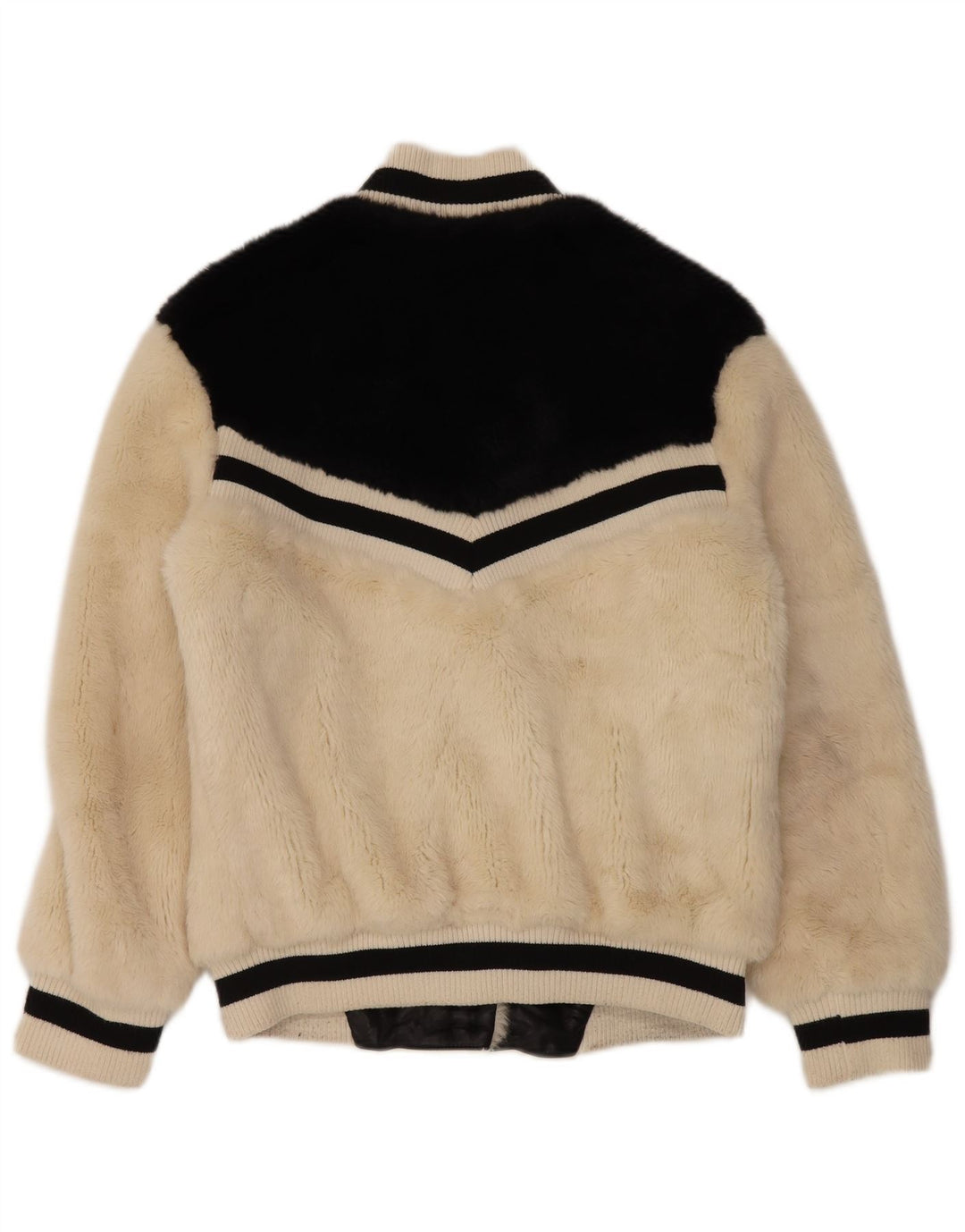 GUESS Damen-Bomberjacke aus Kunstpelz, UK 14, Mittelbeige, Farbblock-Acryl