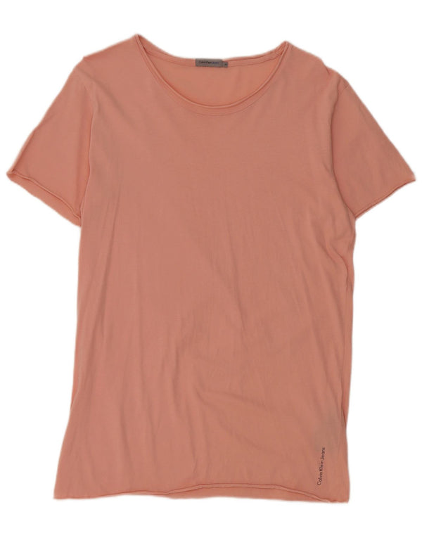 Calvin Klein Jeans Damen T-Shirt Top UK 14 Mittelrosa Baumwolle