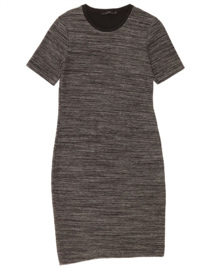 Zara Damen Etuikleid UK 12 Mittelgrau meliert