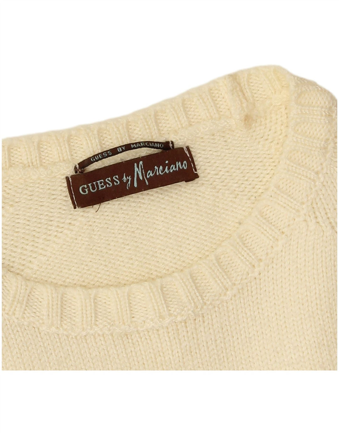 Guess By Marciano Herren-Pullover mit Rundhalsausschnitt, mittelgroß, gebrochenes Weiß