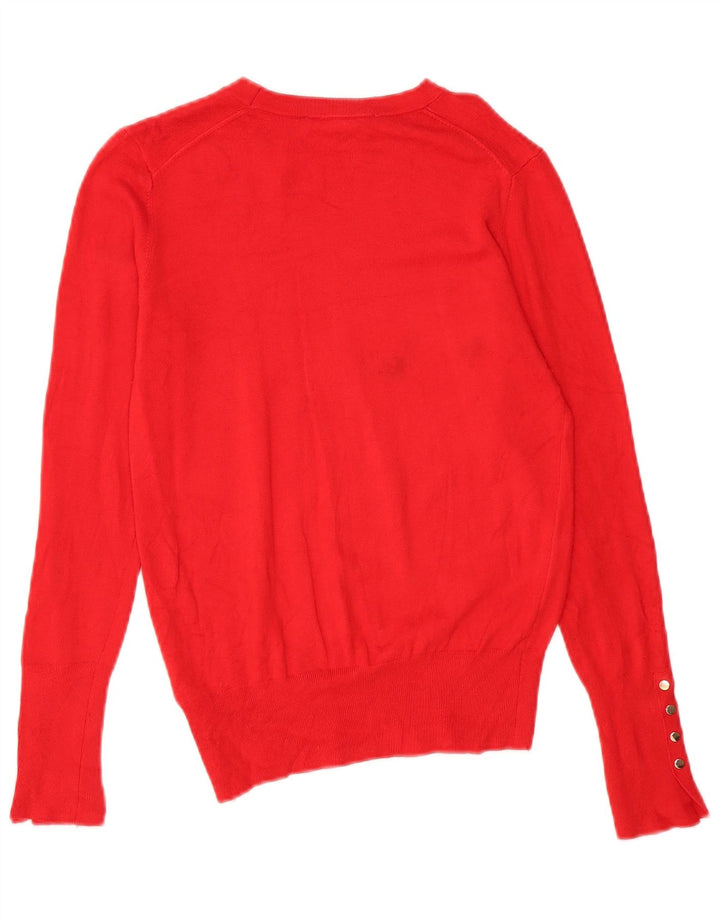 Zara Damen-Pullover mit U-Boot-Ausschnitt, UK 12, mittelrote Viskose