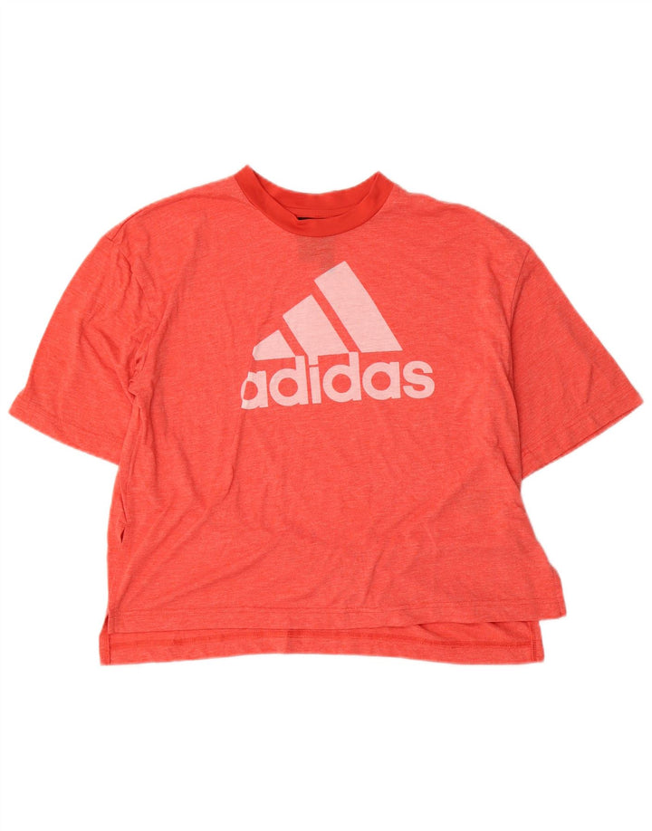 Adidas Damen Graphic T-Shirt Top UK 12/14 Mittelrotes Polyester