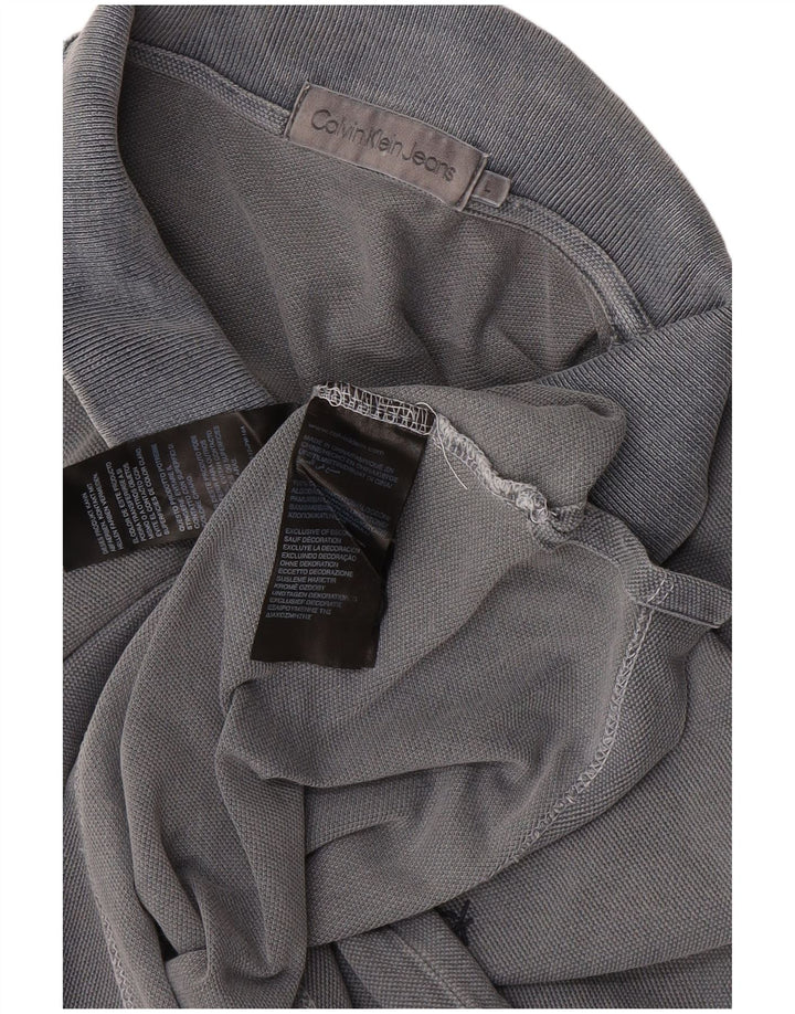 CALVIN KLEIN JEANS Herren Poloshirt Große graue Baumwolle