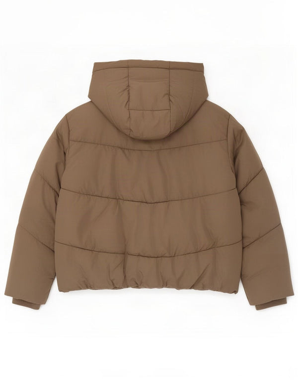 Zara Damen-Kapuzen-Übergröße, gepolsterte Jacke, UK 10, Größe S, braun, Polyester