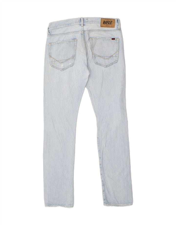 RIFLE Mens Distressed Slim Jeans W32 L33 Blue Cotton Vintage Rifle and Second-Hand Rifle from Messina Hembry 
