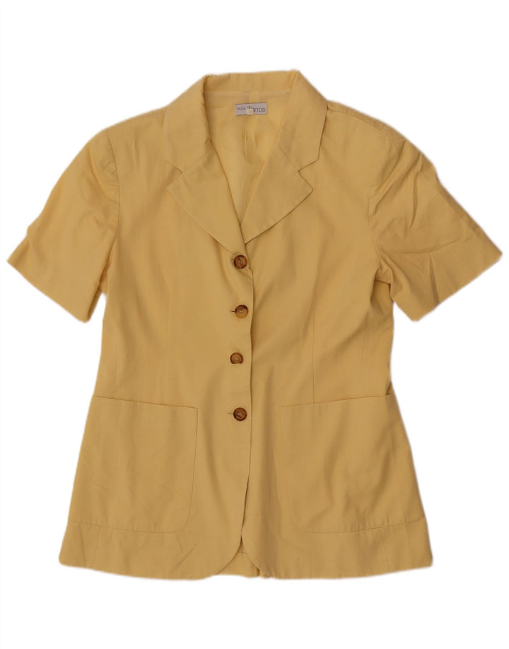 Misstwidd Kurzärmliger Damen-Blazer mit 4 Knöpfen, Gr. 46, Gelb