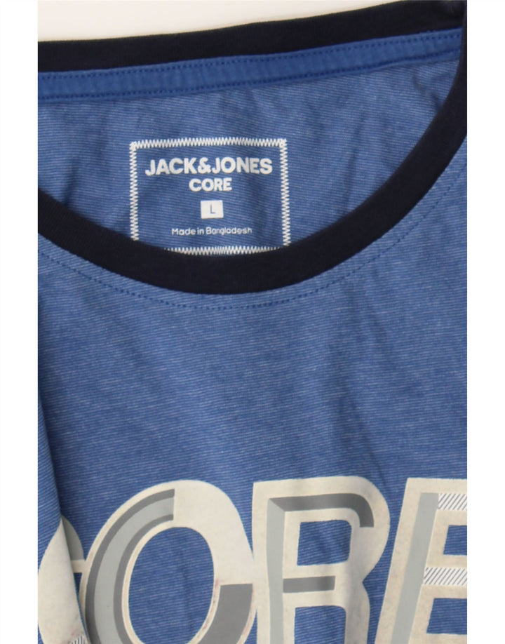 JACK & JONES Mens Graphic T-Shirt Top Large Blue Cotton Vintage Jack & Jones and Second-Hand Jack & Jones from Messina Hembry 