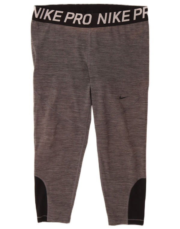NIKE Womens Dri Fit Graphic Capri Leggings UK 20 2XL Grauer Farbblock