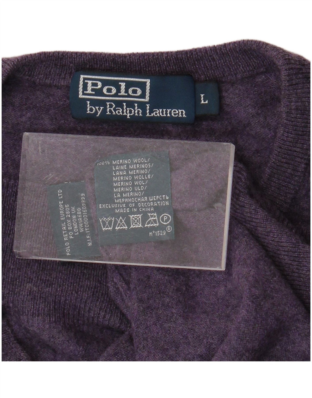 POLO RALPH LAUREN Herren-Pullover mit Rundhalsausschnitt, groß, lila meliert