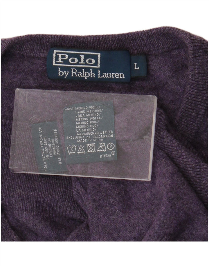 POLO RALPH LAUREN Herren-Pullover mit Rundhalsausschnitt, groß, lila meliert
