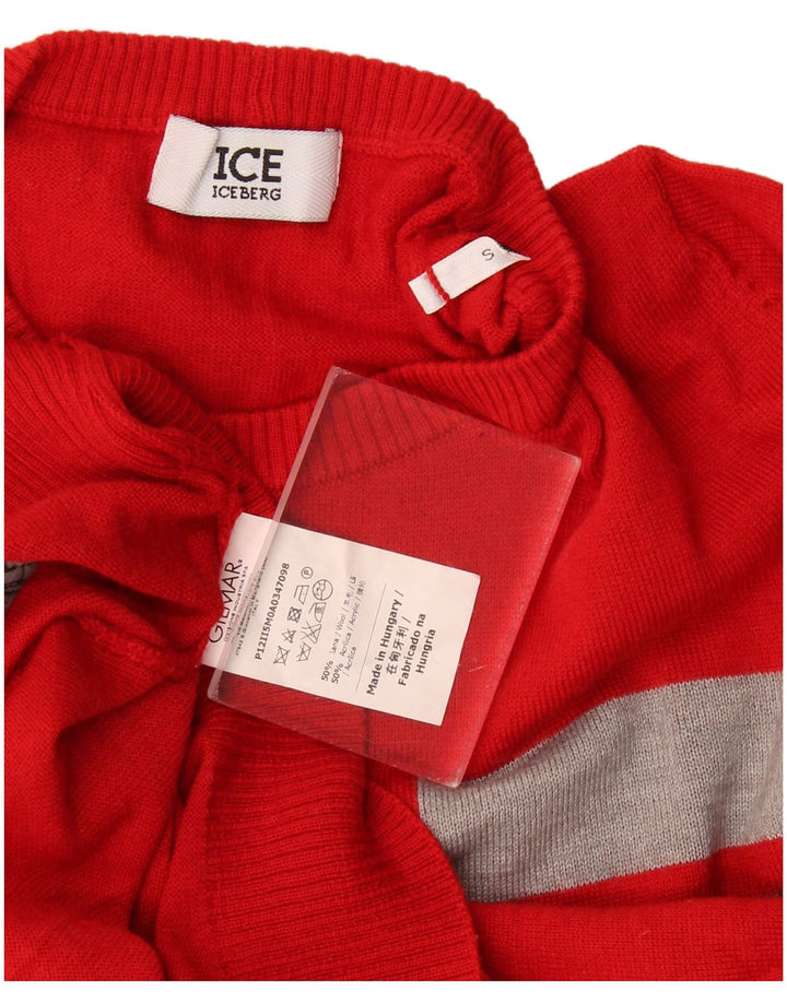 Iceberg Damen-Pullover mit Rundhalsausschnitt, Gr. 10, Größe S, rot, Colourblock-Wolle