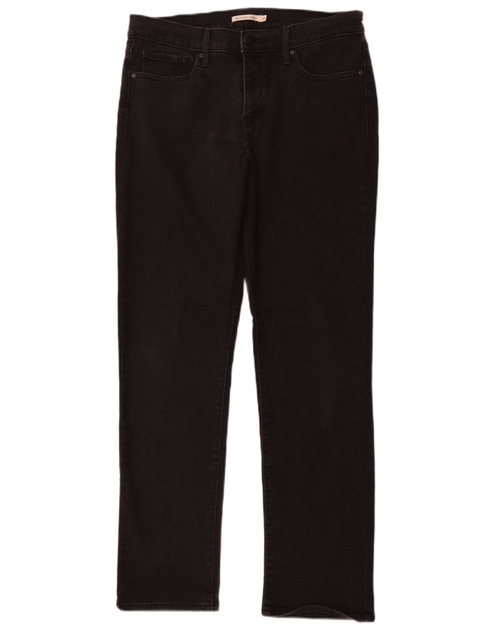 LEVI'S Damen 314 Shaping Straight Jeans W32 L32 Schwarze Baumwolle