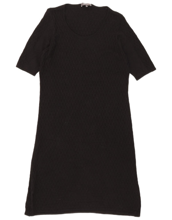 Marks & Spencer Damen Per Una Kurzarm-Pulloverkleid UK 16 Large Schwarz