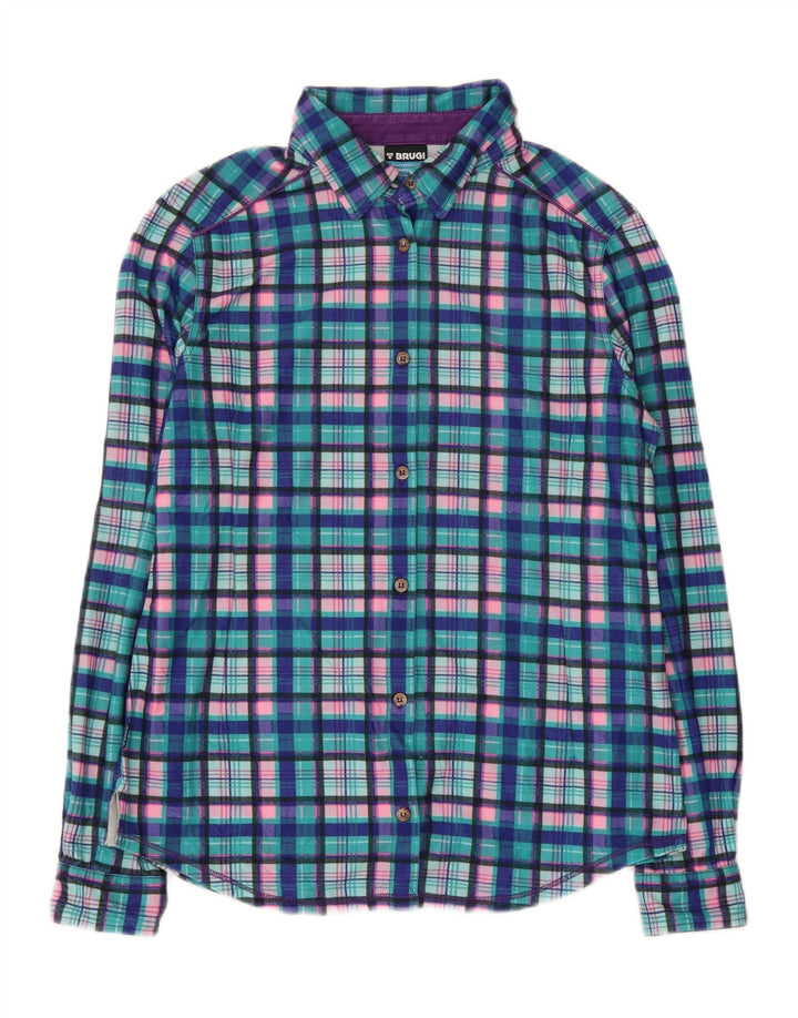 BRUGI Damen Flanellhemd UK 14 Large Blue Check