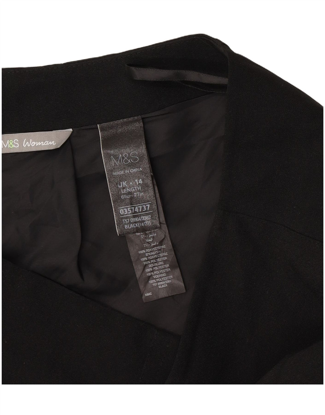 Marks & Spencer Damen Bleistiftrock UK 14 Large W32 Schwarz Polyester