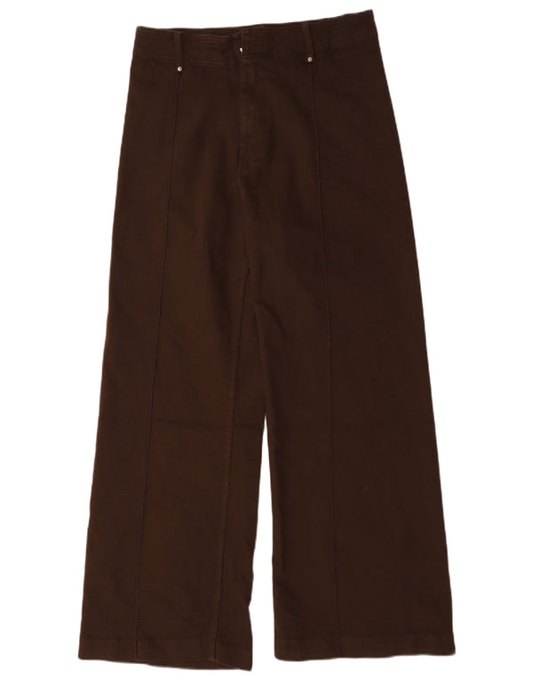 Zara Damen-Freizeithose mit hoher Taille und weitem Bein, EU 42, L, W32, L29, Braun