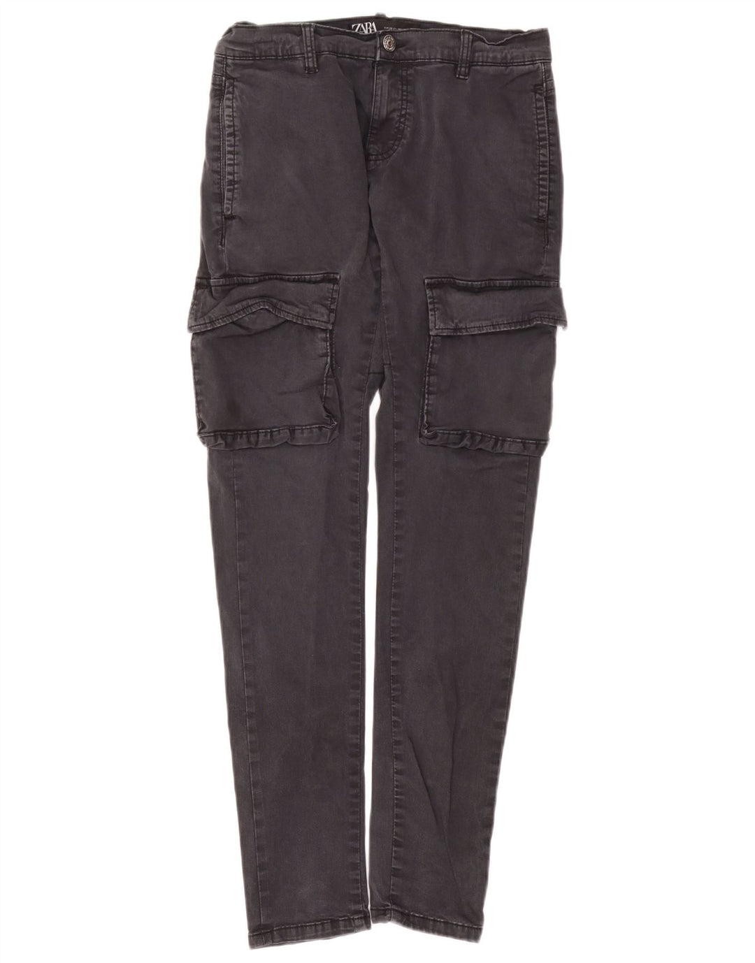 Zara Slim Cargo-Hose für Herren, EU 38, Größe S, W30, L30, Grau, Baumwolle