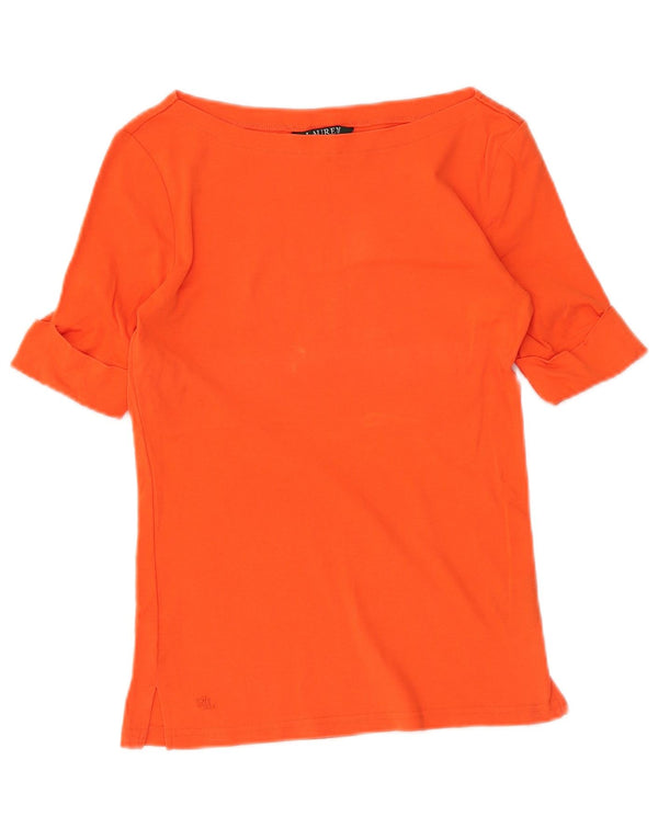 RALPH LAUREN Damen T-Shirt Top UK 10 Small Orange Baumwolle