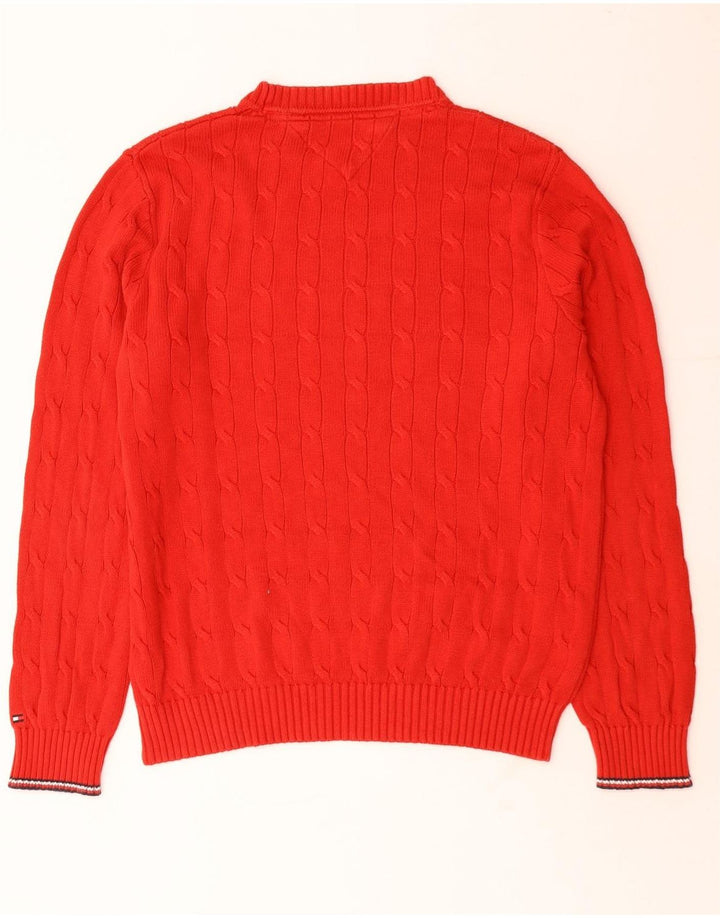 Tommy Hilfiger Herren-Pullover mit Rundhalsausschnitt, groß, rot, Polyester