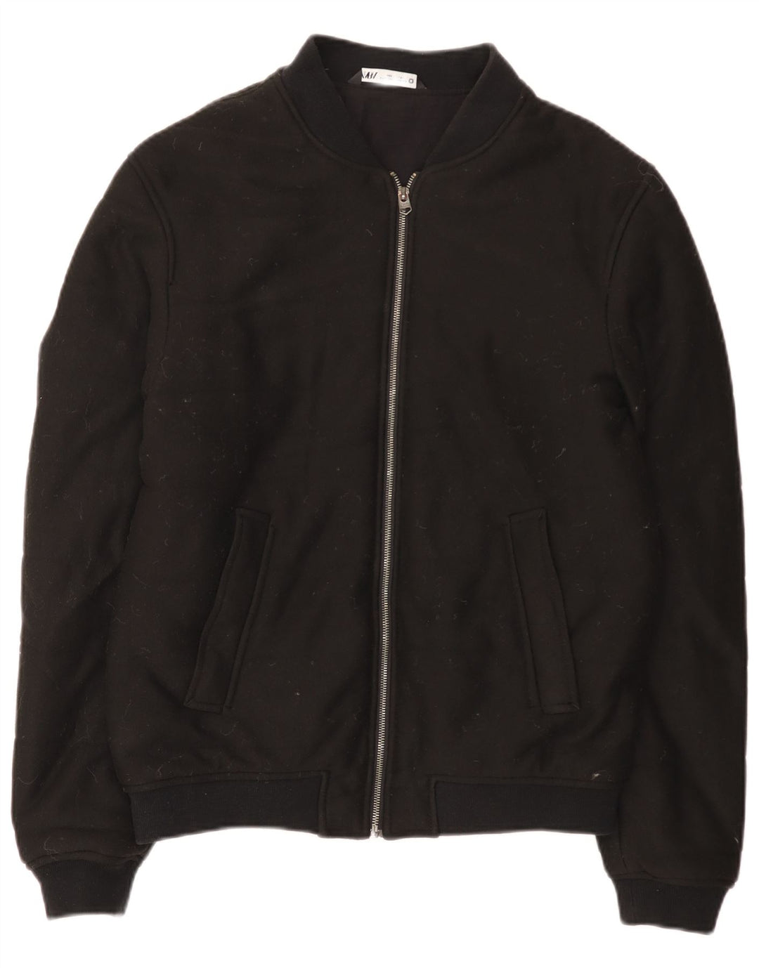 Zara Herren Bomberjacke UK 40 Große schwarze Baumwolle