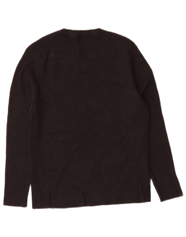 Zara Damen Crop Top 3/4 Ärmel UK 12 Medium Schwarz Viskose