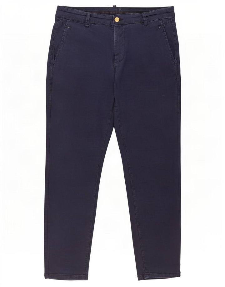 Schmale, verkürzte Herrenhose von Zara, EU 40, Mittel W31 L26, Marineblau