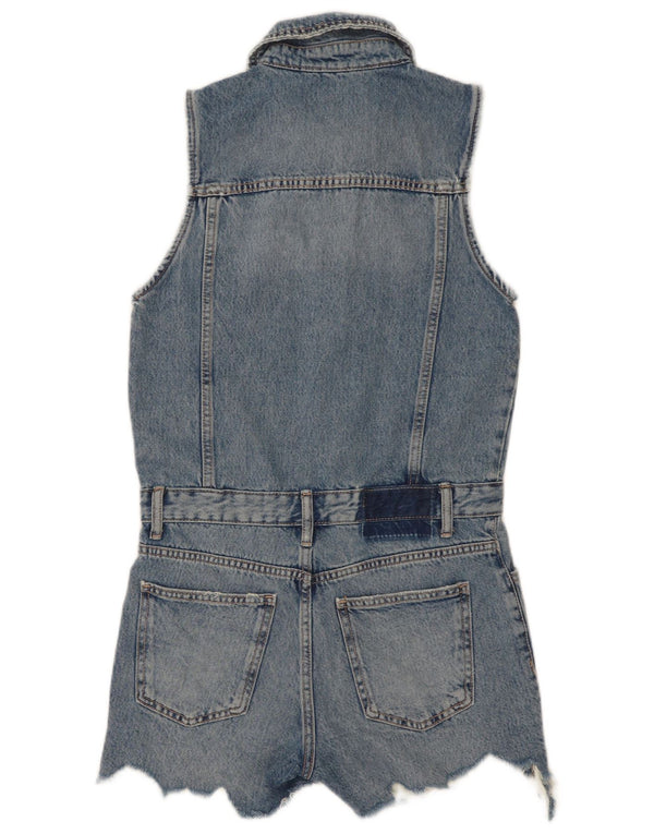Ärmelloser Jeans-Playsuit für Damen von Zara, UK 10, Größe S, Blau, Baumwolle