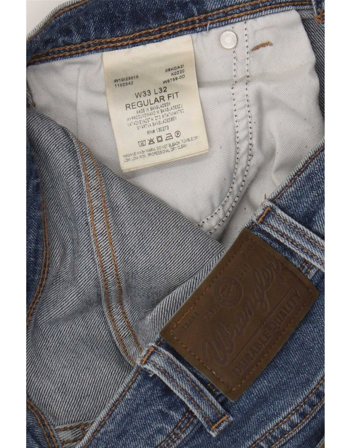 Wrangler Herren Straight Jeans W33 L32 Blaue Baumwolle
