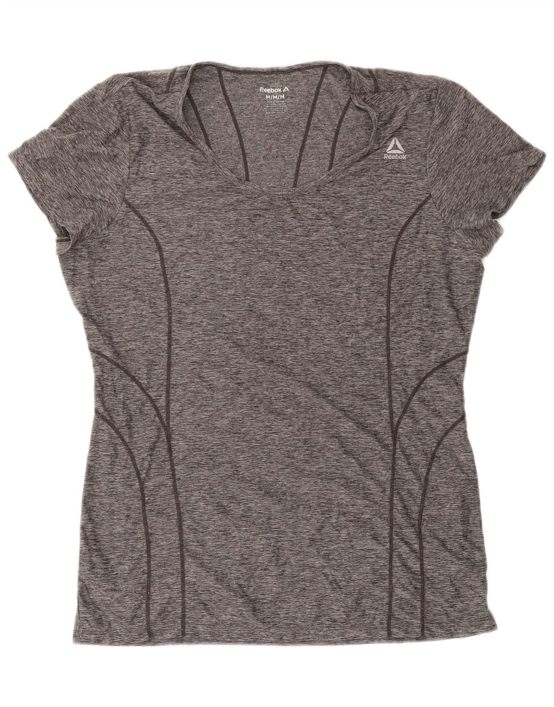 Reebok Damen T-Shirt Top UK 14 Mittelgrau geflecktes Polyester