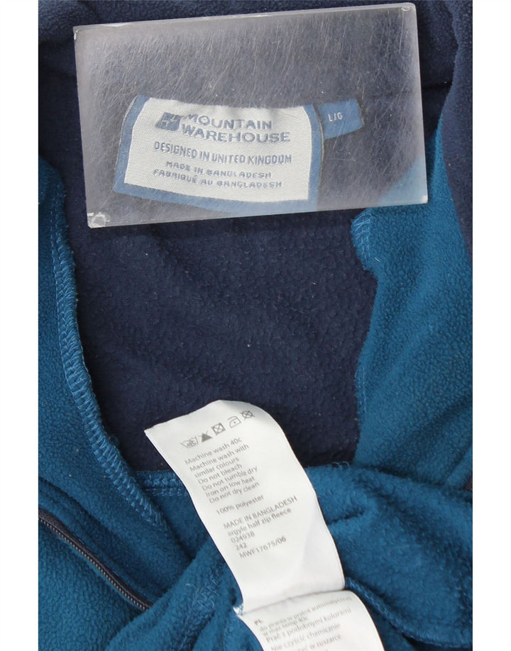 MOUNTAIN WAREHOUSE Herren-Fleecepullover mit Reißverschluss am Hals, groß, blau, Farbblock