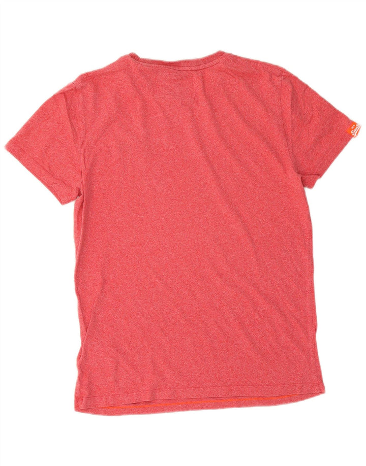 Superdry Herren-T-Shirt-Oberteil, klein, rot gesprenkelte Baumwolle